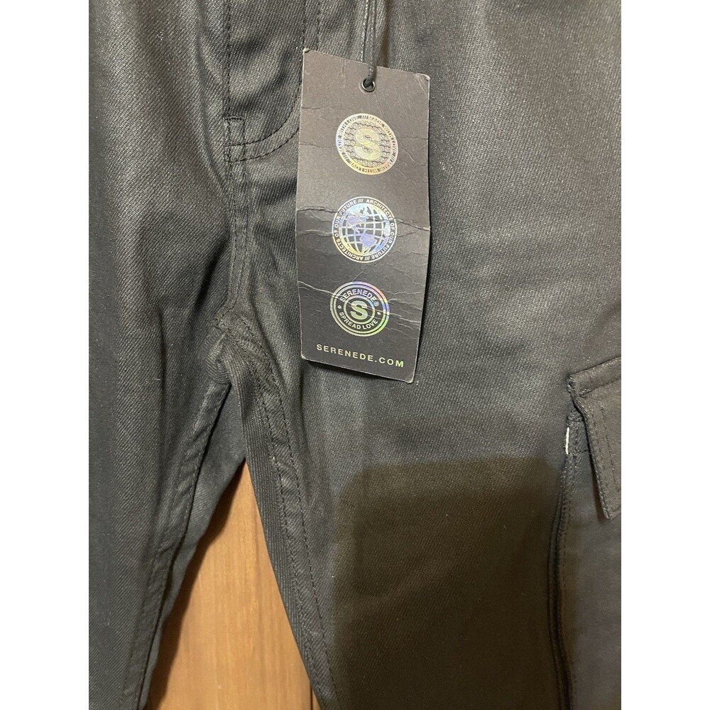 Serenede 1111 Waxed Cargo Jeans Black Stacked Slim Skinny Bungee Men’s 30 NWT - Picture 2 of 7